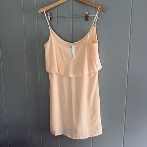 LaMade 100% silk‎ cami y2k long tank S pink ruffle detail Euro summer NWT pastel